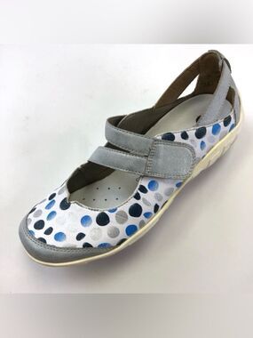 Remonte blue white silver leather dotty walking shoes Mary Jane Size 36 comfort